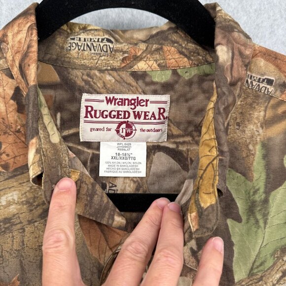 Wrangler Mens Rugged Wear VTG Button Up Shirt Size XXL Advantage Timber Camo - Picture 9 of 14